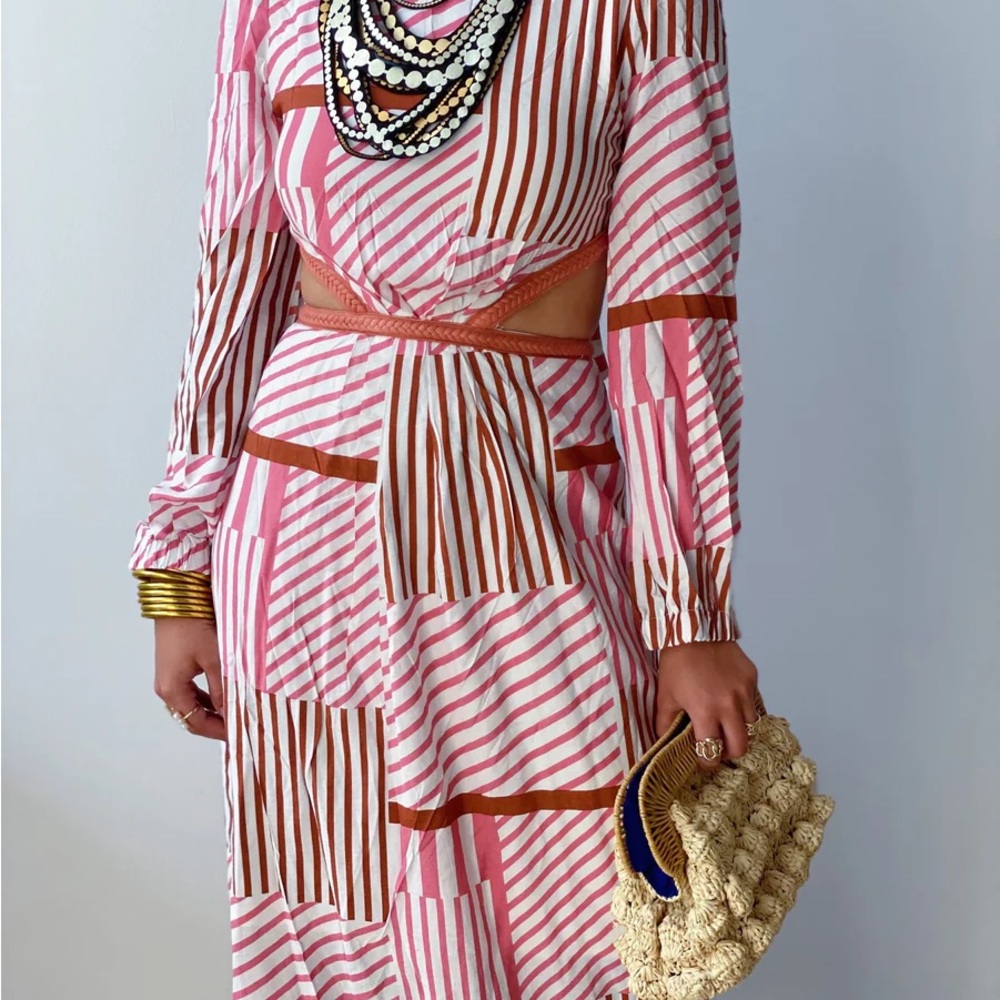 Striped Pink and Brown Dress